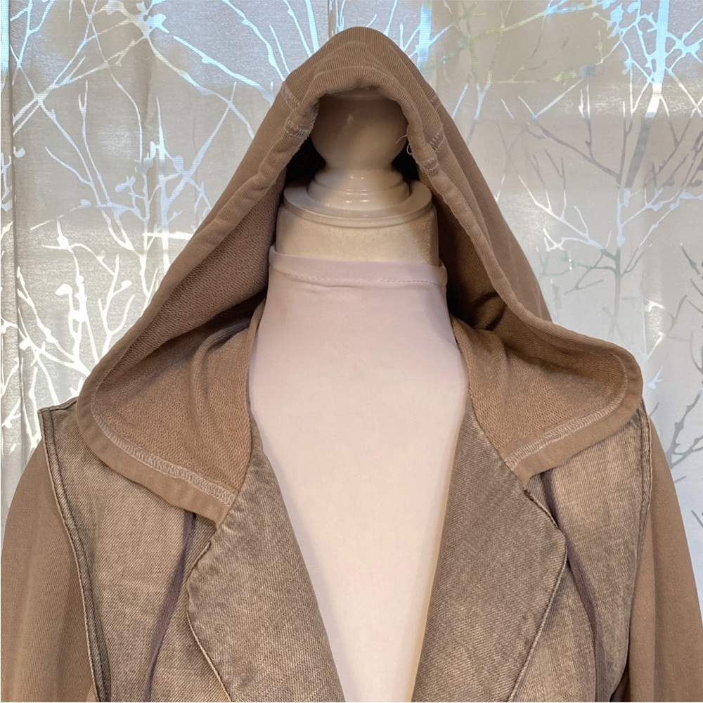 ALEXANDER MCQUEEN DISTRESSED GRAY TAN KNIT LONG SLEEVE HOODIE BLAZER JACKET - Picture 3 of 13